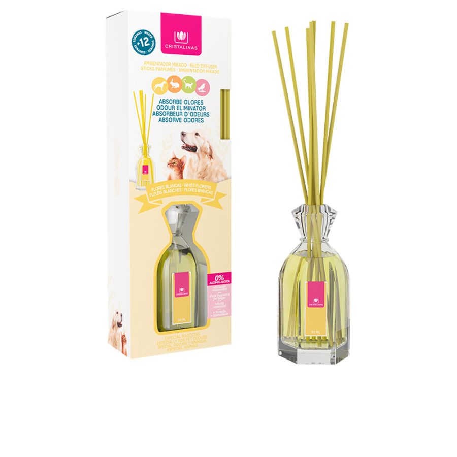 Cristalinas MASCOTAS ambientador mikado 0% #flores blancas 90 ml