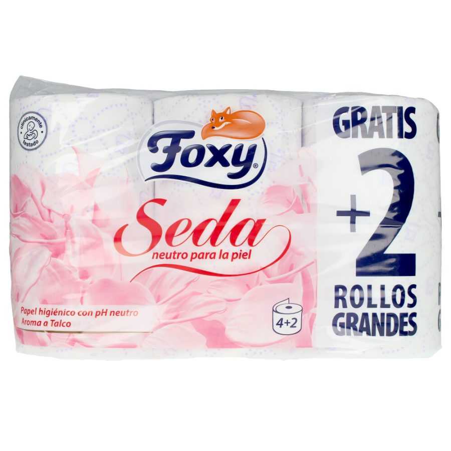 Foxy SEDA papel higiénico ph neutro aroma talco 3 capas 6 rollos