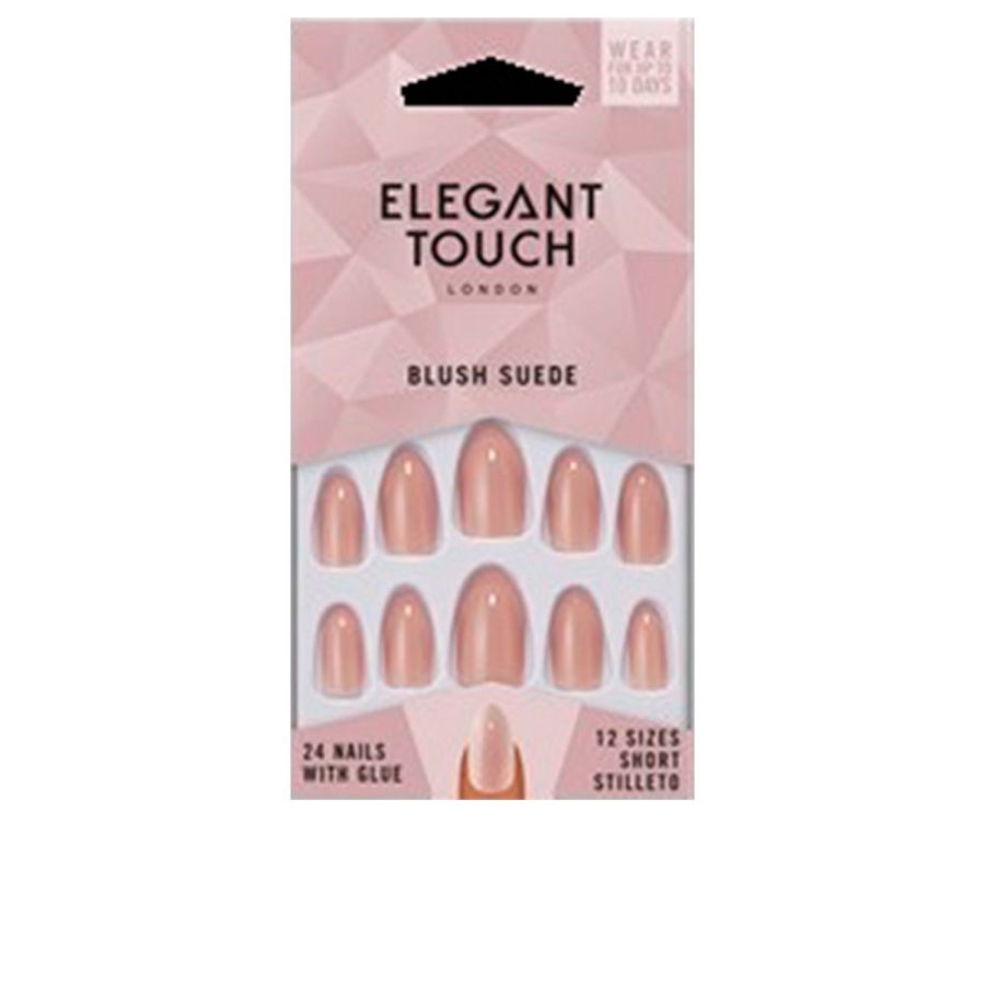 Elegant touch CORE COLOUR nails with glue short stiletto #blush suede 24 u