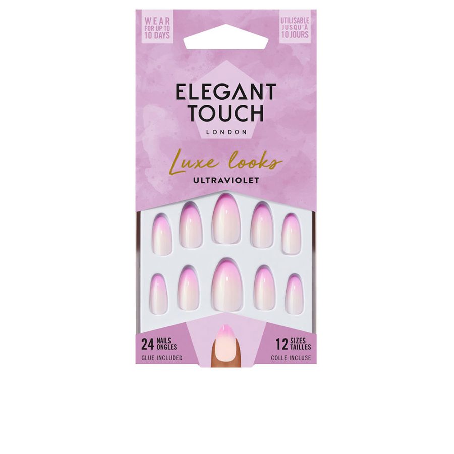 Elegant touch LUXE LOOKS nails with glue short stiletto limited ed #ultra violet