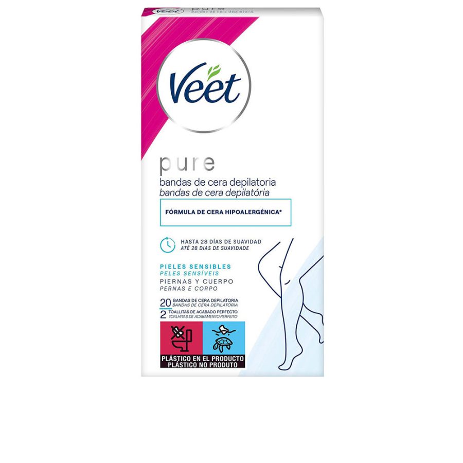 Veet BANDAS DE CERA PURE corporal piel sensible 20 u