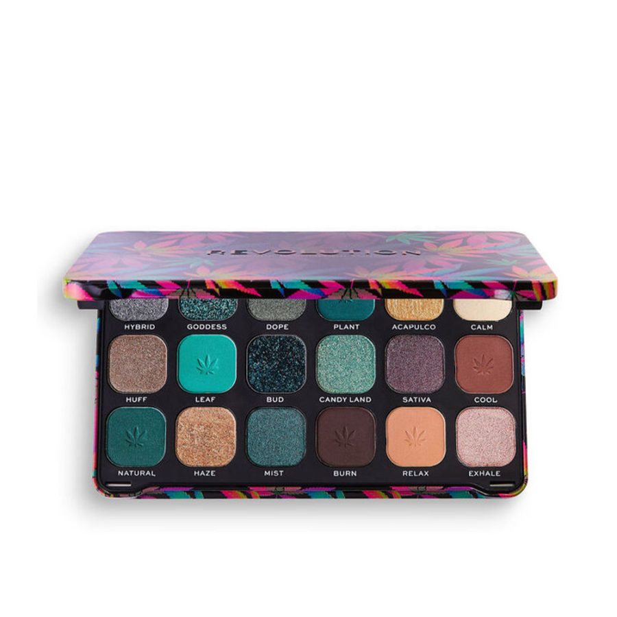 Revolution make up FOREVER FLAWLESS eyeshadow palette with cannabis sativa #chilled