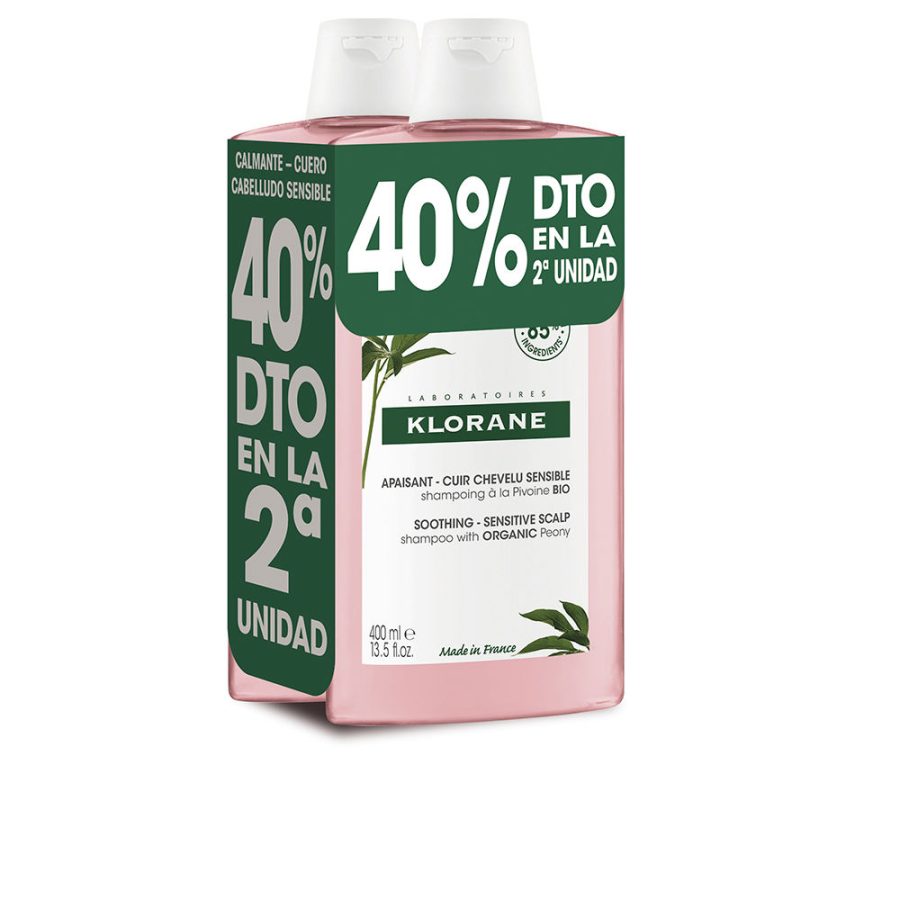 Klorane A LA PEONÍA BIO champú calmante duo 2 x 400 ml