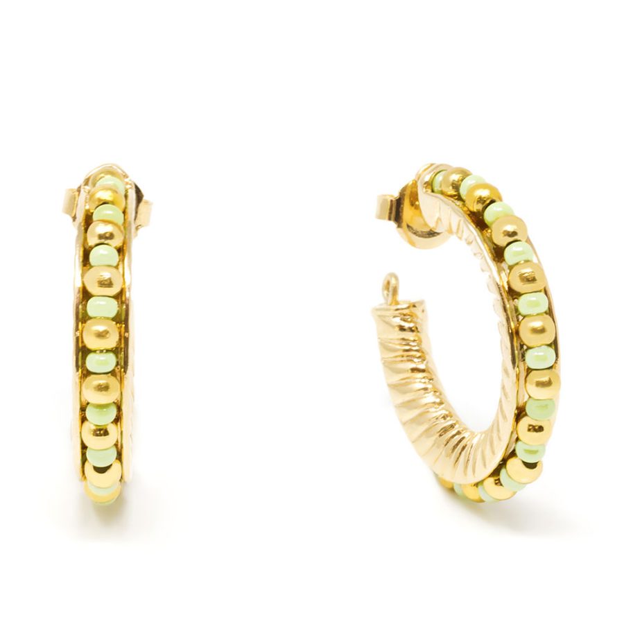 Shabama ETHIOPIA GREEN 3CM earrings #gold glitter 1 u