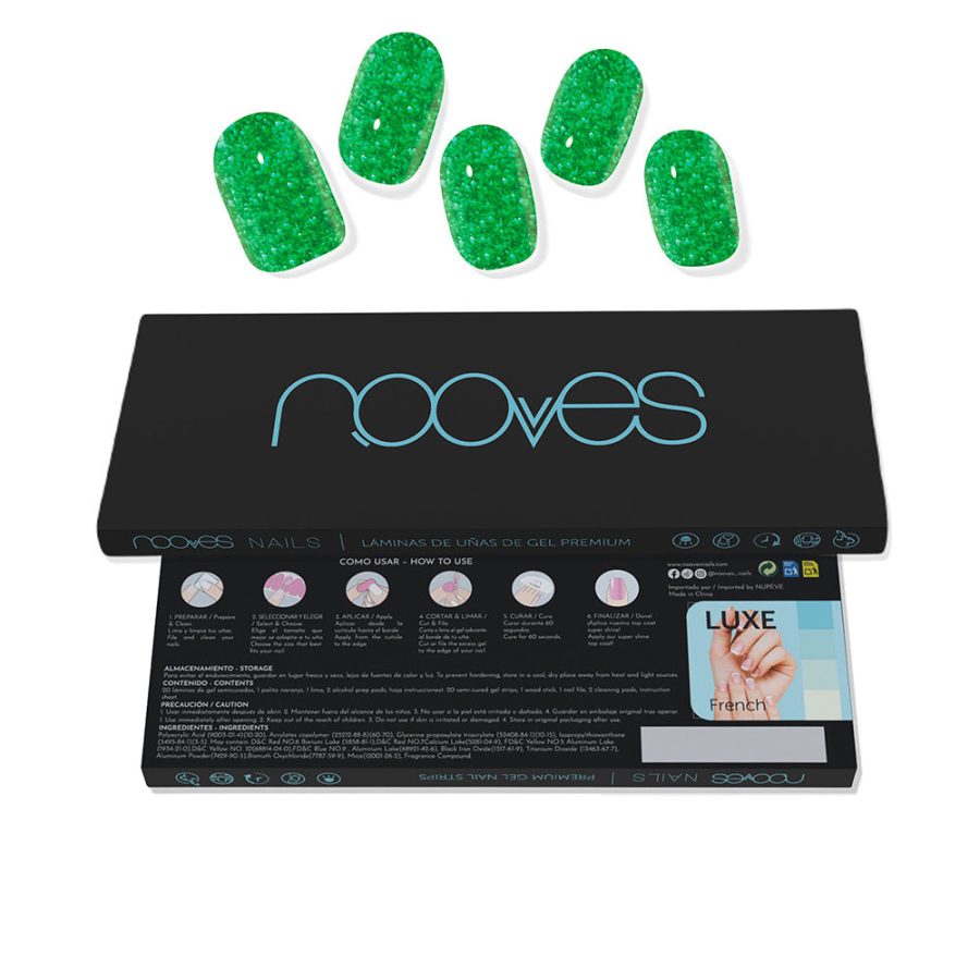 Nooves GEL NAIL SHEETS jade glitter glam #glitter green 20 u