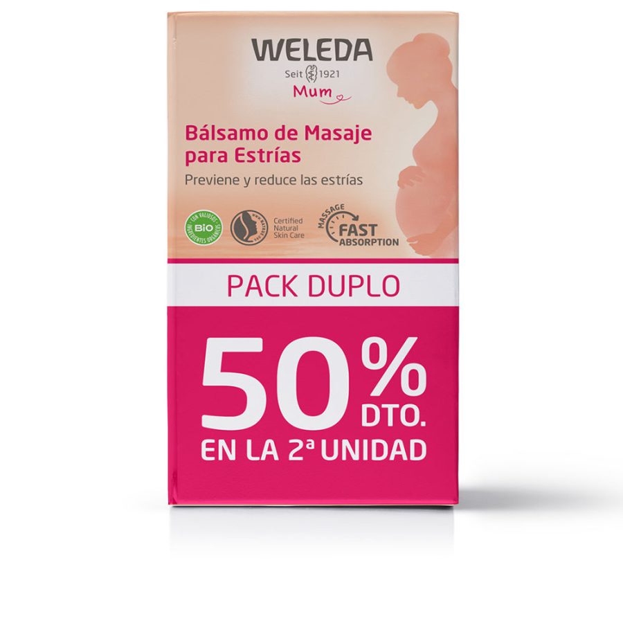 Weleda MUM massagebalsem tegen striae verpakking 2 x 150 ml