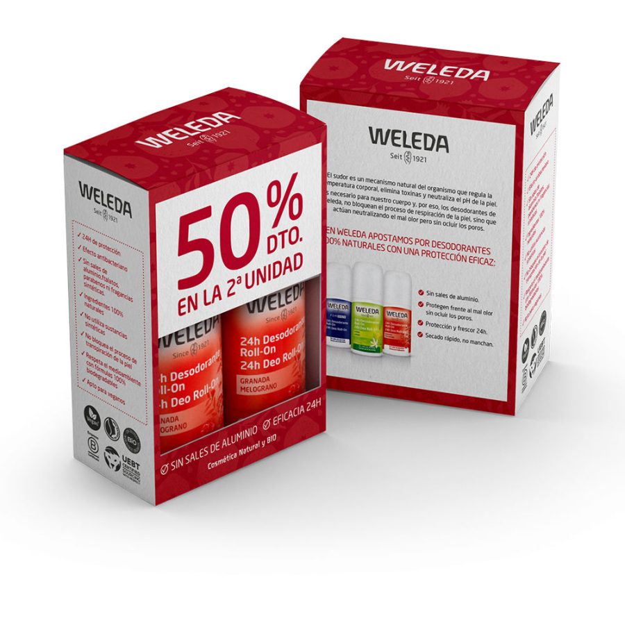 Weleda GRANADA 24H roll-on deodorantverpakking 2 x 50 ml