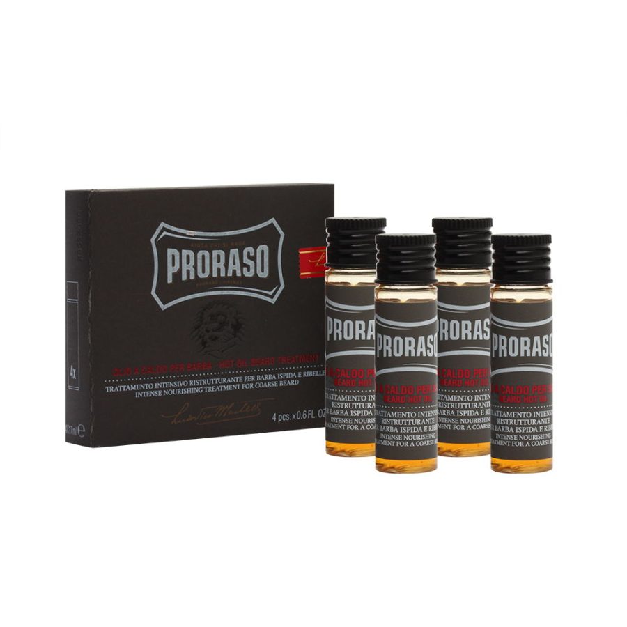 Proraso WOOD AND SPICE tratamiento de aceite caliente para barba 4 x 17 ml