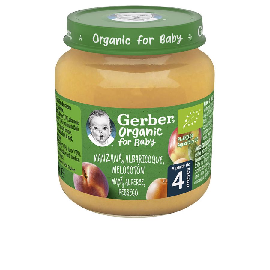 Gerber ORGANIC puré #manzana albaricoque melocotón 125 gr