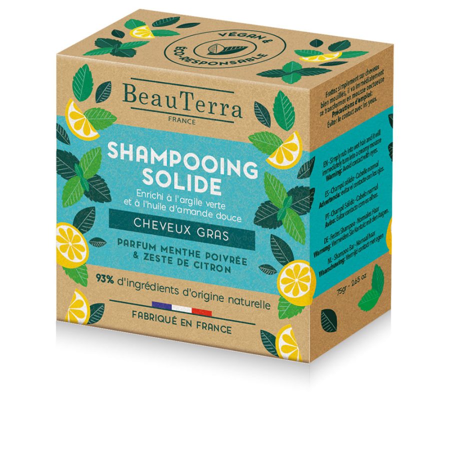 Beauterra SOLIDE mint and lemon peel shampoo 75 gr